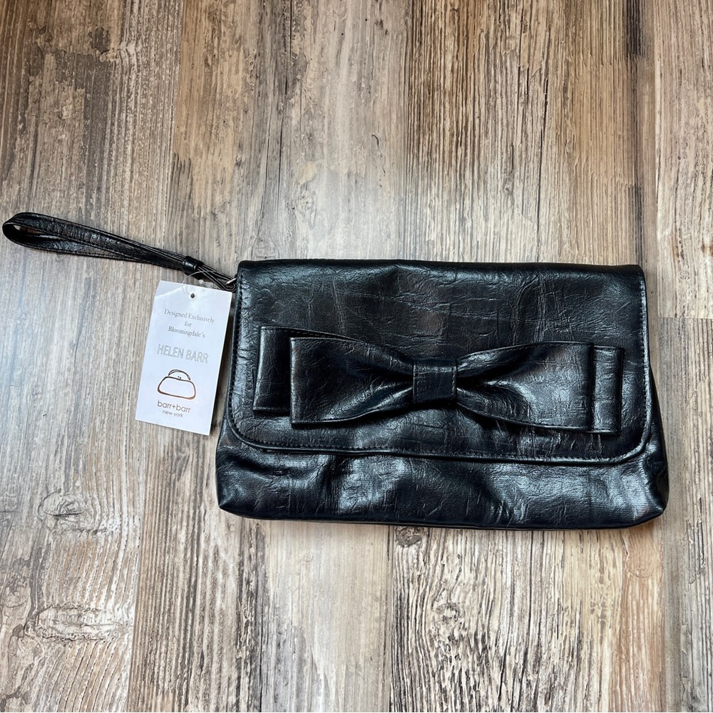 Barr + Barr Black Clutch Bag with Bow Made for Bloomingdale’s NWT